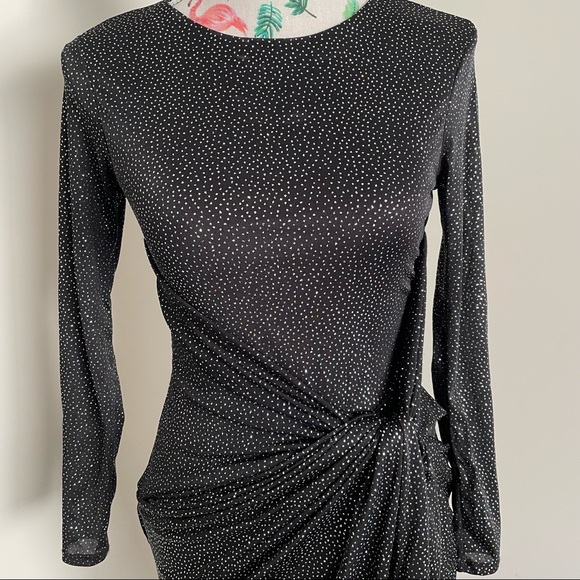 ⭐️HOST PICK 🤩NEW Black Glitter Bodycon Dress 🖤 -Twist knot gathered🪩 - Picture 8 of 10